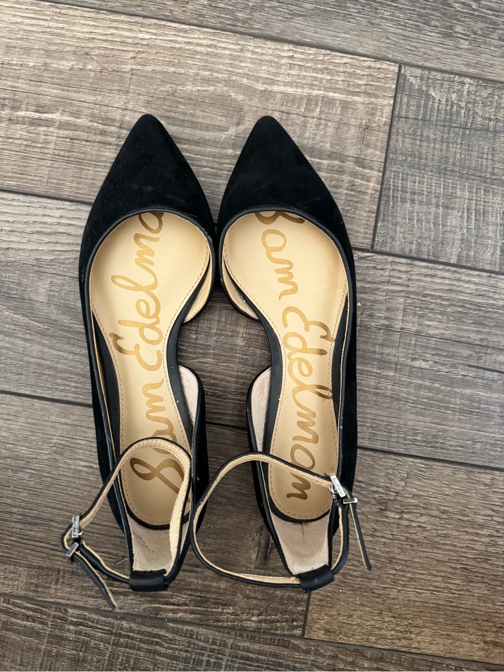 Sam Edelman Black Pointed Toe Slingback Flats